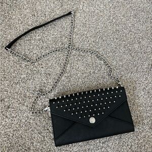 Rebecca Minkoff Black Studded Clutch with Silver Chain